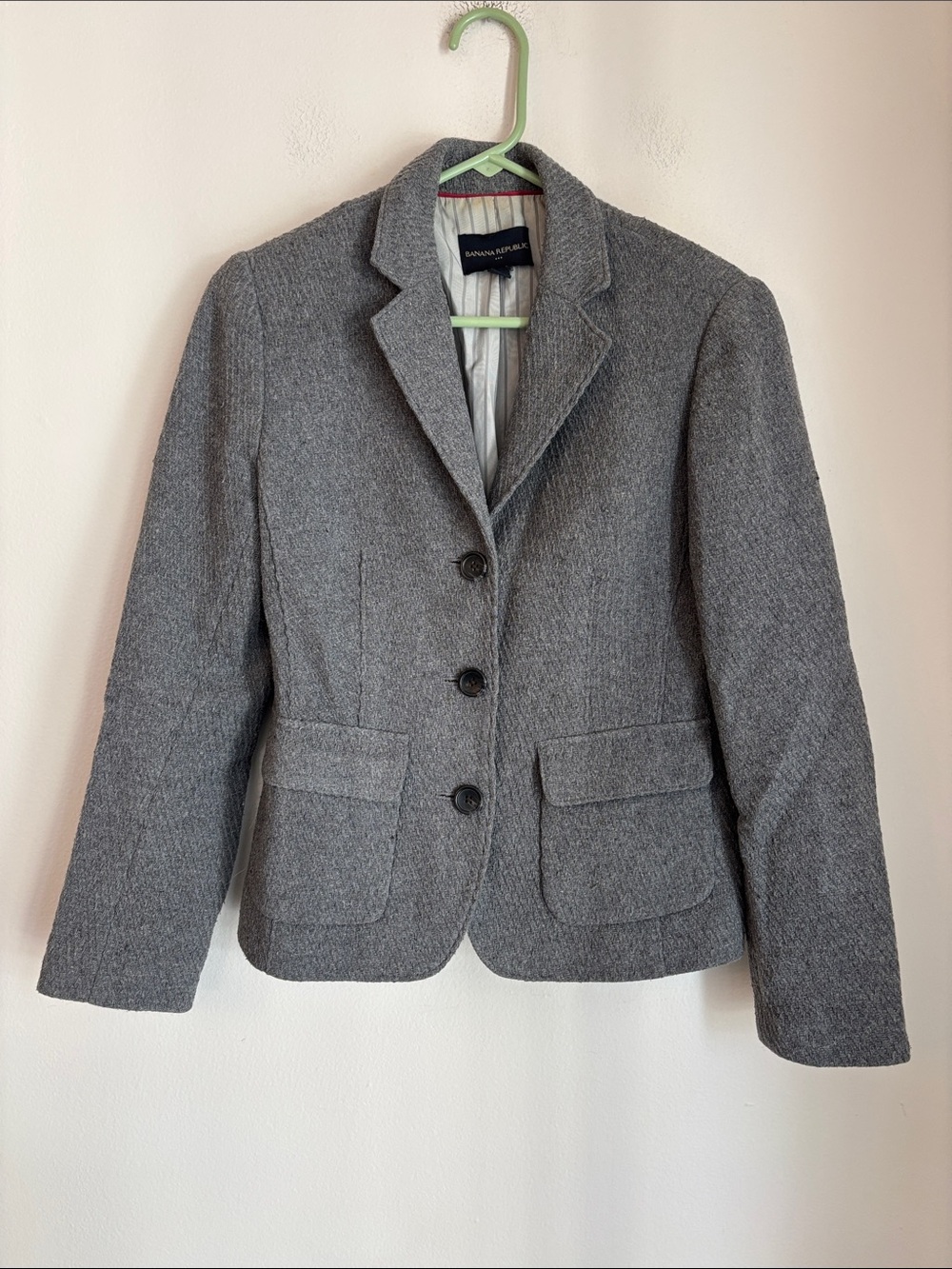 Banana Republic Gray Tailored Wool-Blend Blazer Women’s 6 Classic preppy Fall
